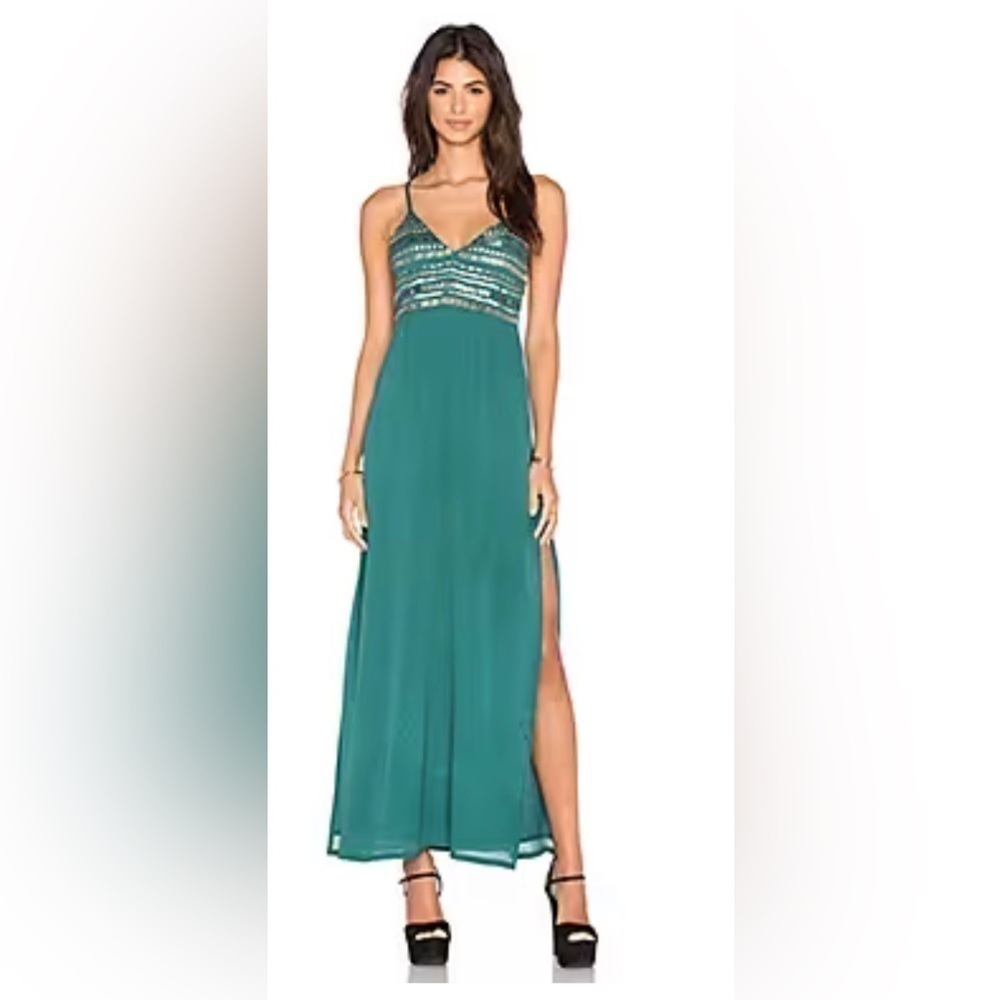 NWT Lena Plunge Maxi Dress in Emerald
Tularosa